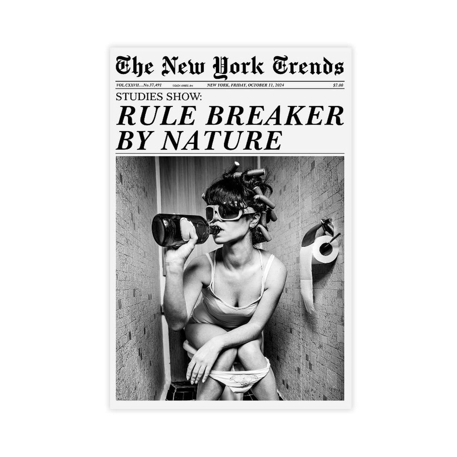 Trendy Poster, Rule Breaker Print, New York Times Wall Art, Magazine Headline, Girl Dorm Room Decor, Bathroom Decor, Printable Poster Unframe-style 12x18inch(30x45cm)