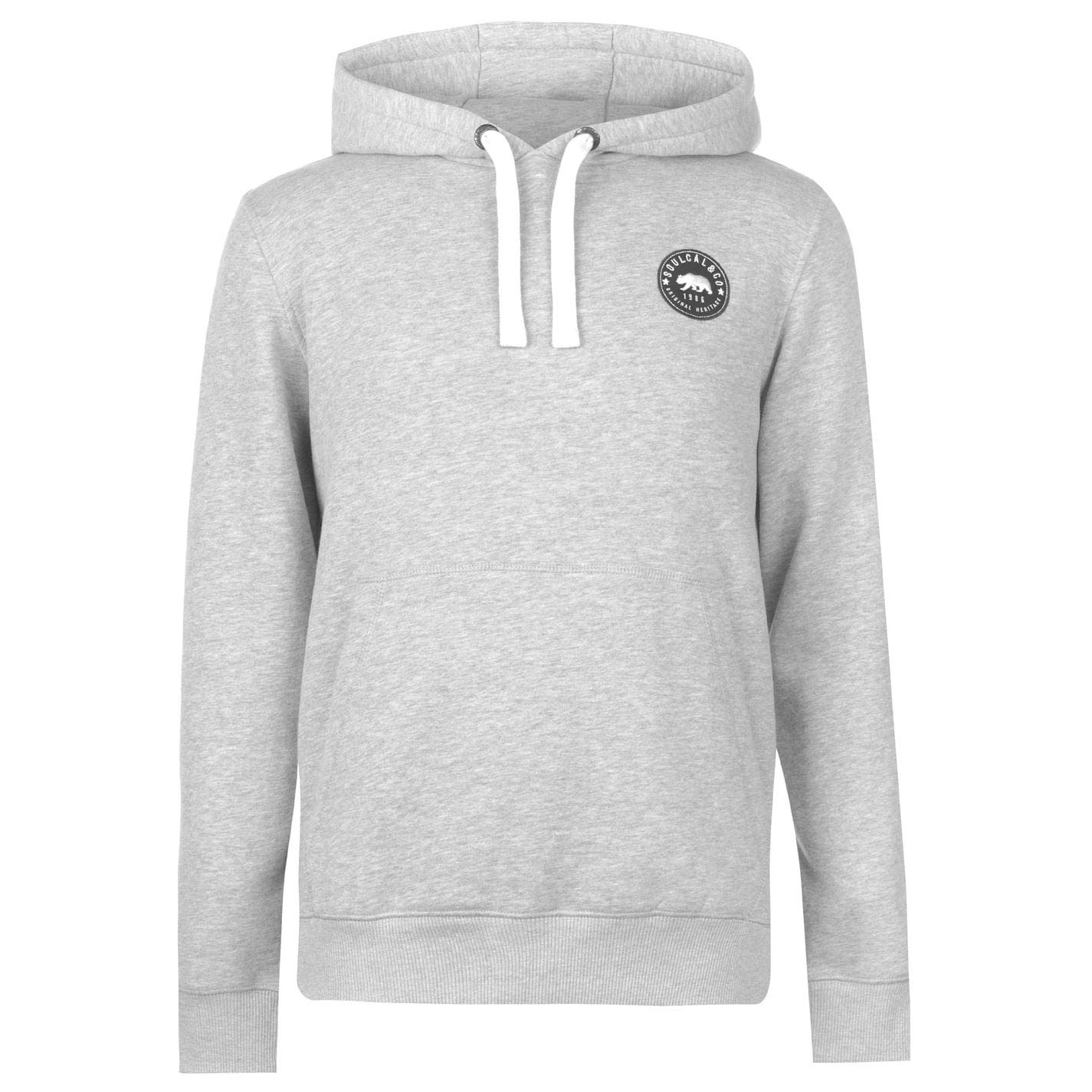 Soul CalMens Signature OTH Hoodie Hoody Hooded Top Long Sleeve Kangaroo Pocket Grey Marl