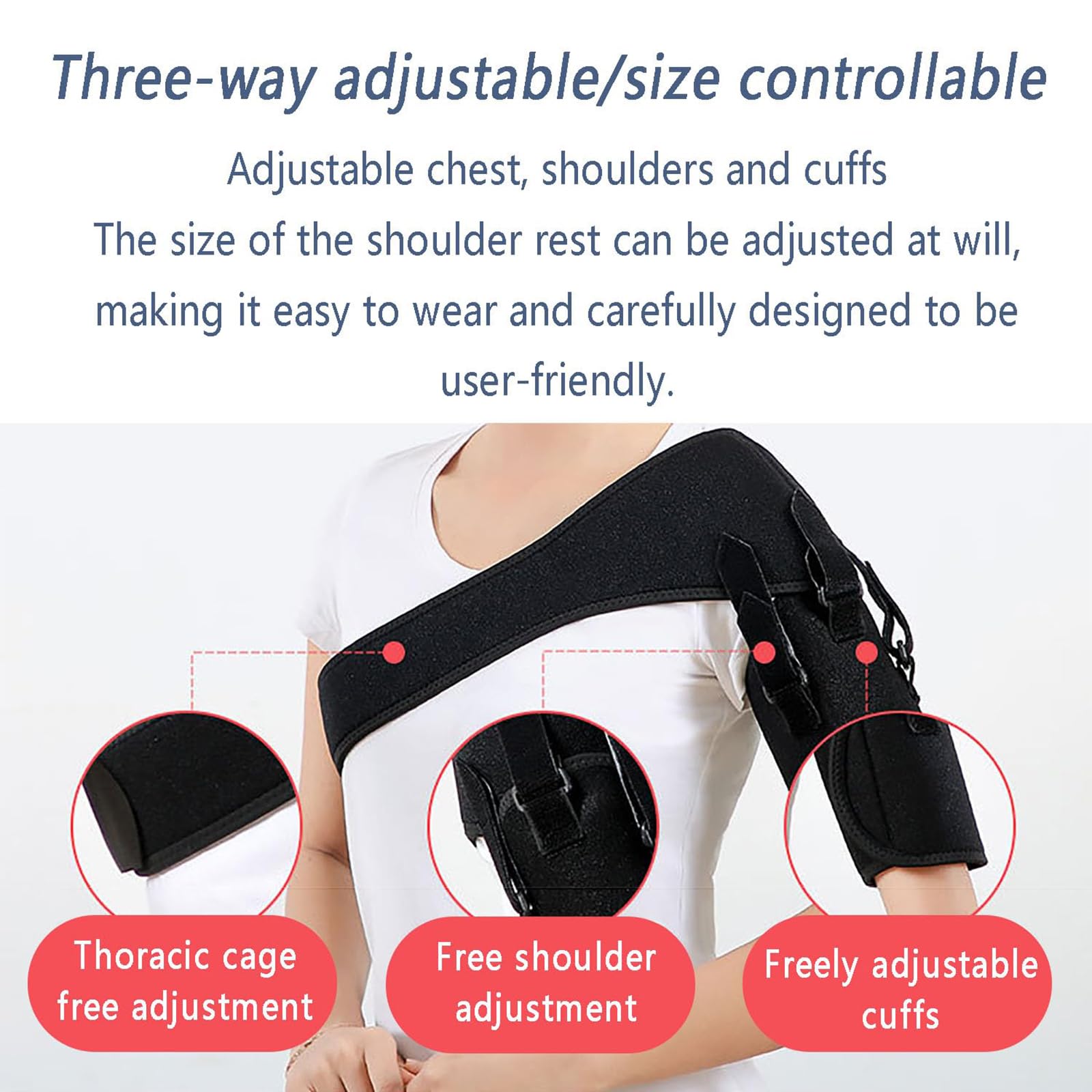 MObyat Cabestrillo para Brazo Y Hombro, Inmovilizador De Hombro Liviano, 3 Secciones De Soporte/reposabrazos Ajustable, para Codo De Brazo Lesionado, Clavícula Rota, Dislocación
