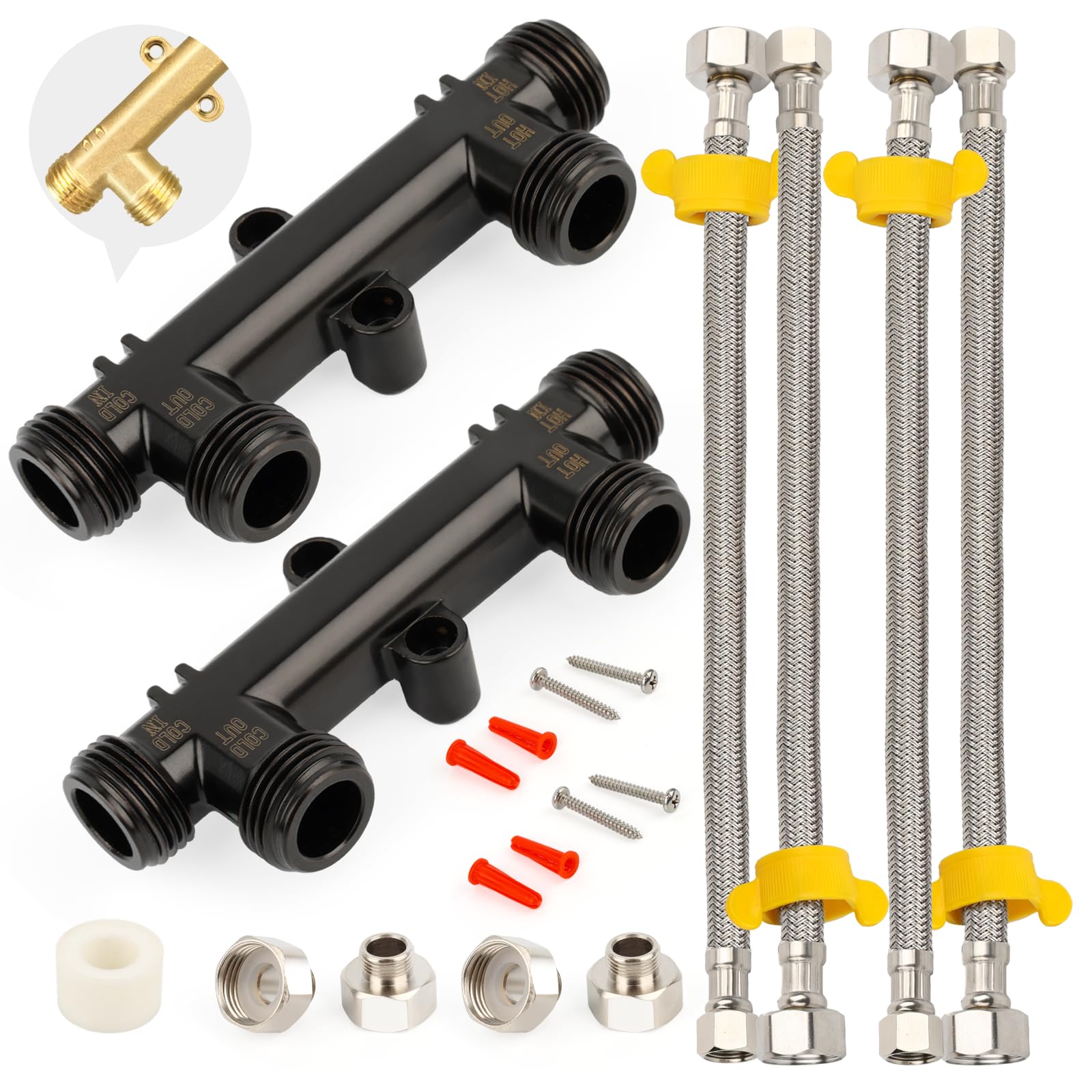 Upgraded WP596816 Hot Water Recirculating Pump Sensor Valve Kit (2-Pack)– New Copper Finish,Fits watts 500800/500805&amp;grundfos UP Comfort Systems.Includes 2 Brass Valves,4x12 Lines,4 Fittings