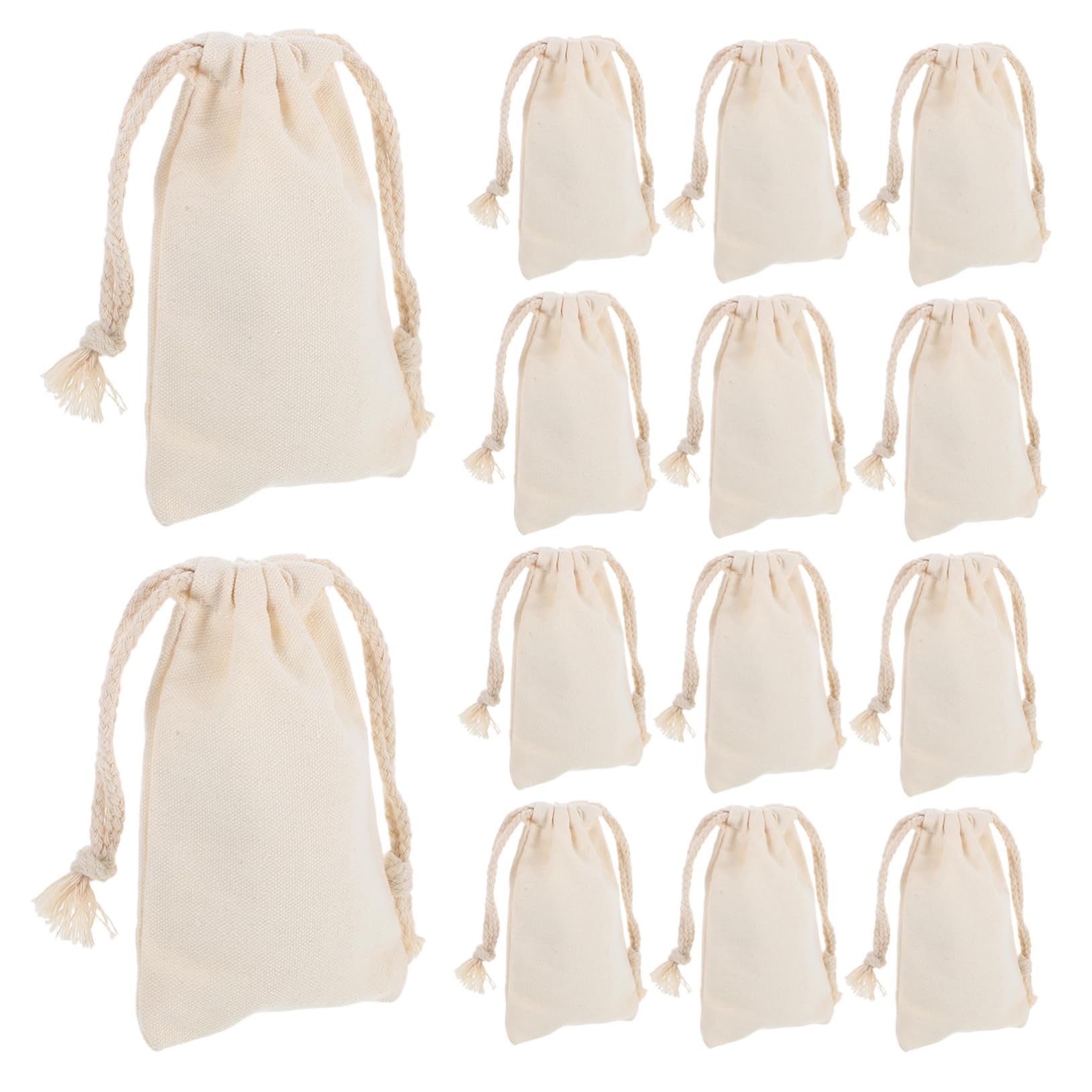 Paquet à Cordon de Rangement Beige en Tissu 50 Pièces pour Fête et Mariage