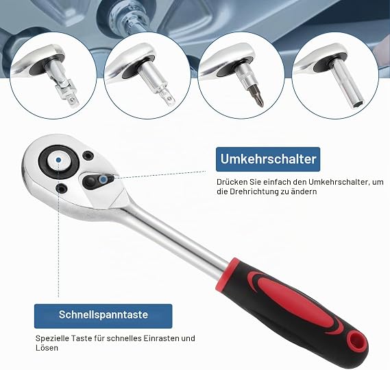 HSEAMALL Socket Spanner Set 108 Pieces Ratchet Spanner Ratchet Box Set 1/4 Inch and 1/2 Inch Reversible Ratchet Socket Spanner and Bit Set Socket Spanner Inserts