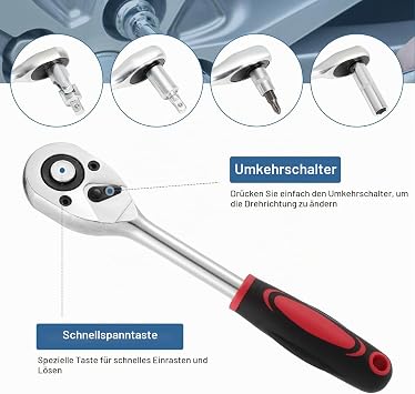 HSEAMALL Socket Spanner Set 108 Pieces Ratchet Spanner Ratchet Box Set 1/4 Inch and 1/2 Inch Reversible Ratchet Socket Spanner and Bit Set Socket Spanner Inserts