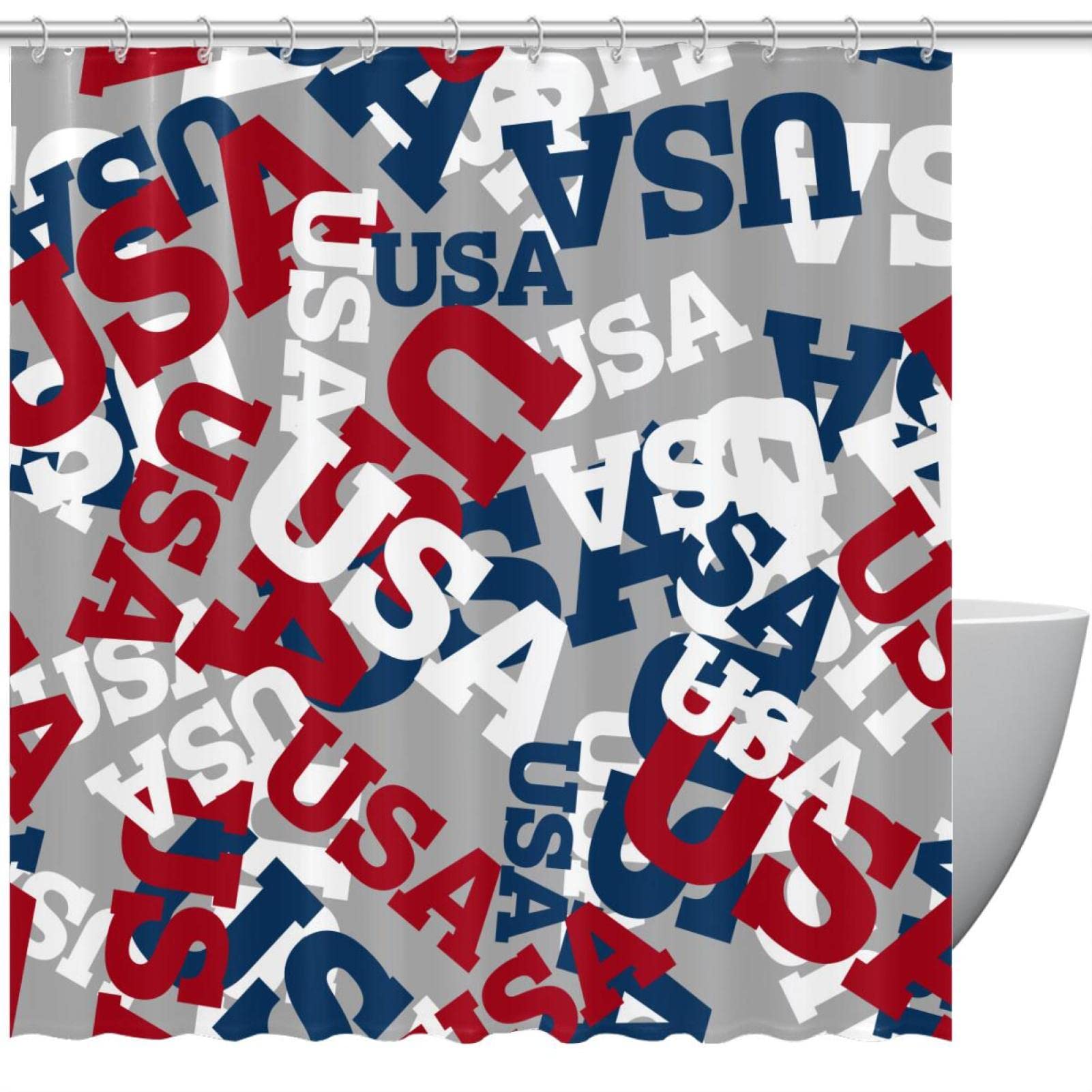 Rideau de douche USA anti-éclaboussures 183x183 cm pour baignoire familiale