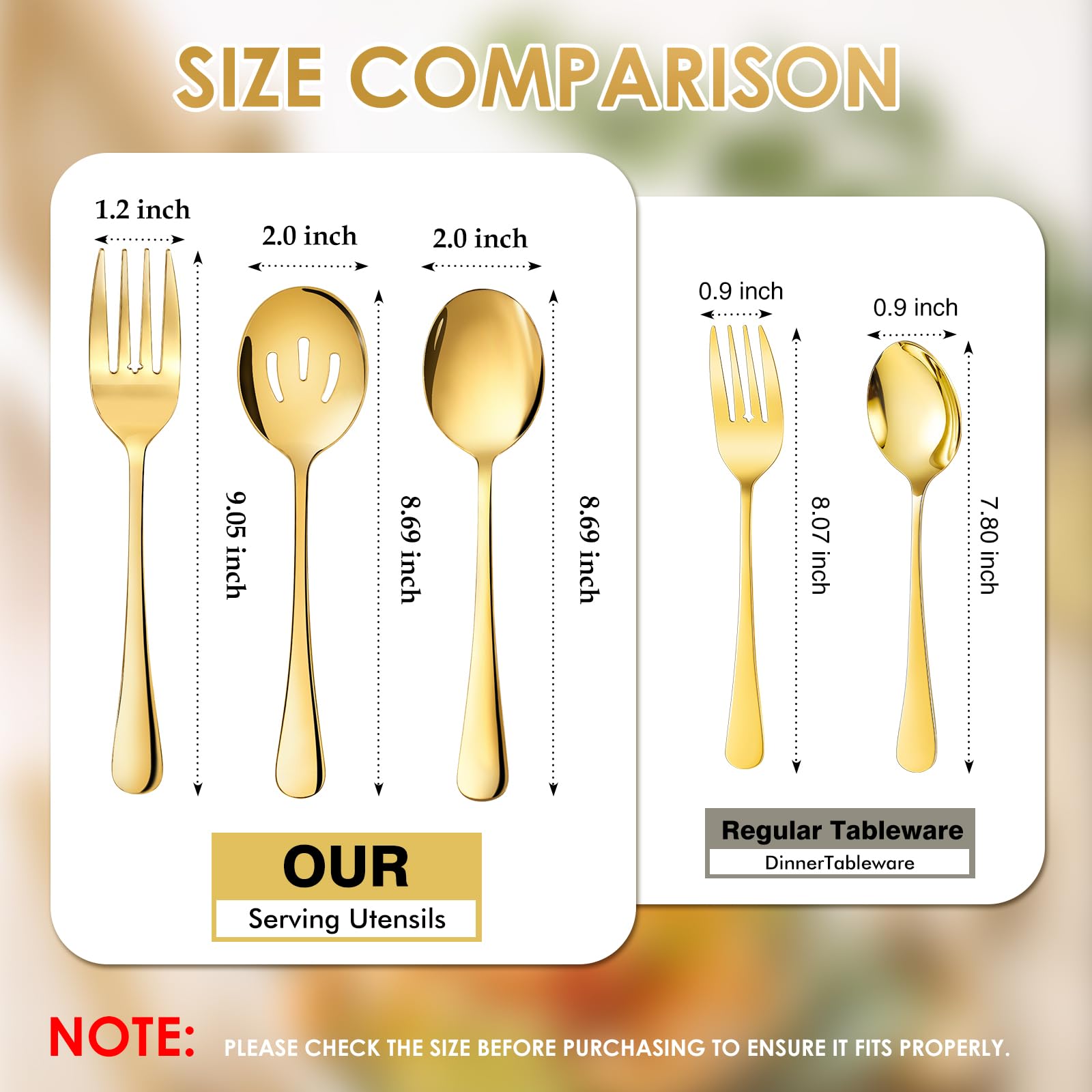 Gold Serving Utensil Set - 17 Piece Stainless Steel -6