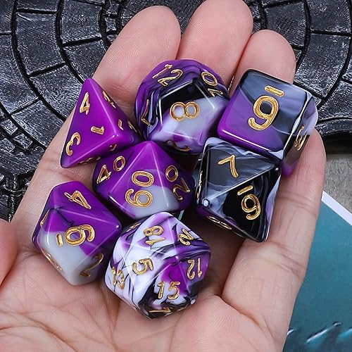 Miniatura 130 de CiaraQ DND - Juego de dados poliédricos para juegos de rol de Dungeons and Dragons RPG MTG, con 1 bolsa de dados (rosa + amarillo) Rosa +