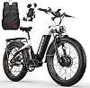 Seemoon Peak 3000W Dual Motor Electric Bike for Adults,52V 20Ah 26 Fat Tire Fast Ebike,Max 38MPH,up to 105 Miles,Hydraulic Brakes,Step-Through,Off-Road Mountain Hunting Ebike