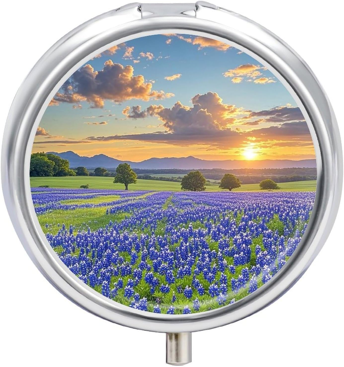 Round Pill Box, 3 Compartment Small Pill Case for Pocket Purse