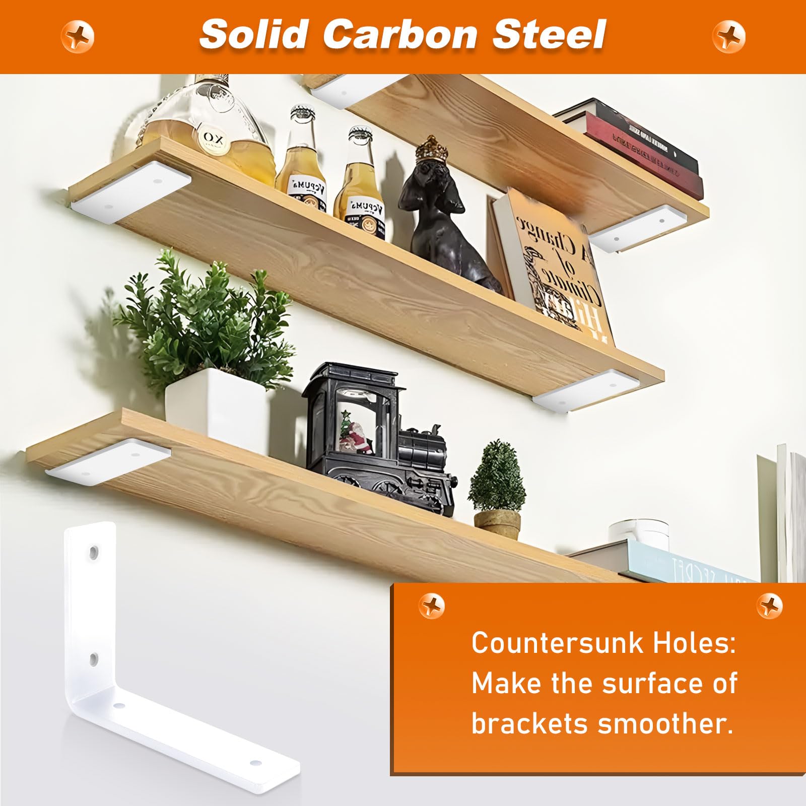MLOQI 6 Pack Heavy Duty Shelf Brackets - Image 3