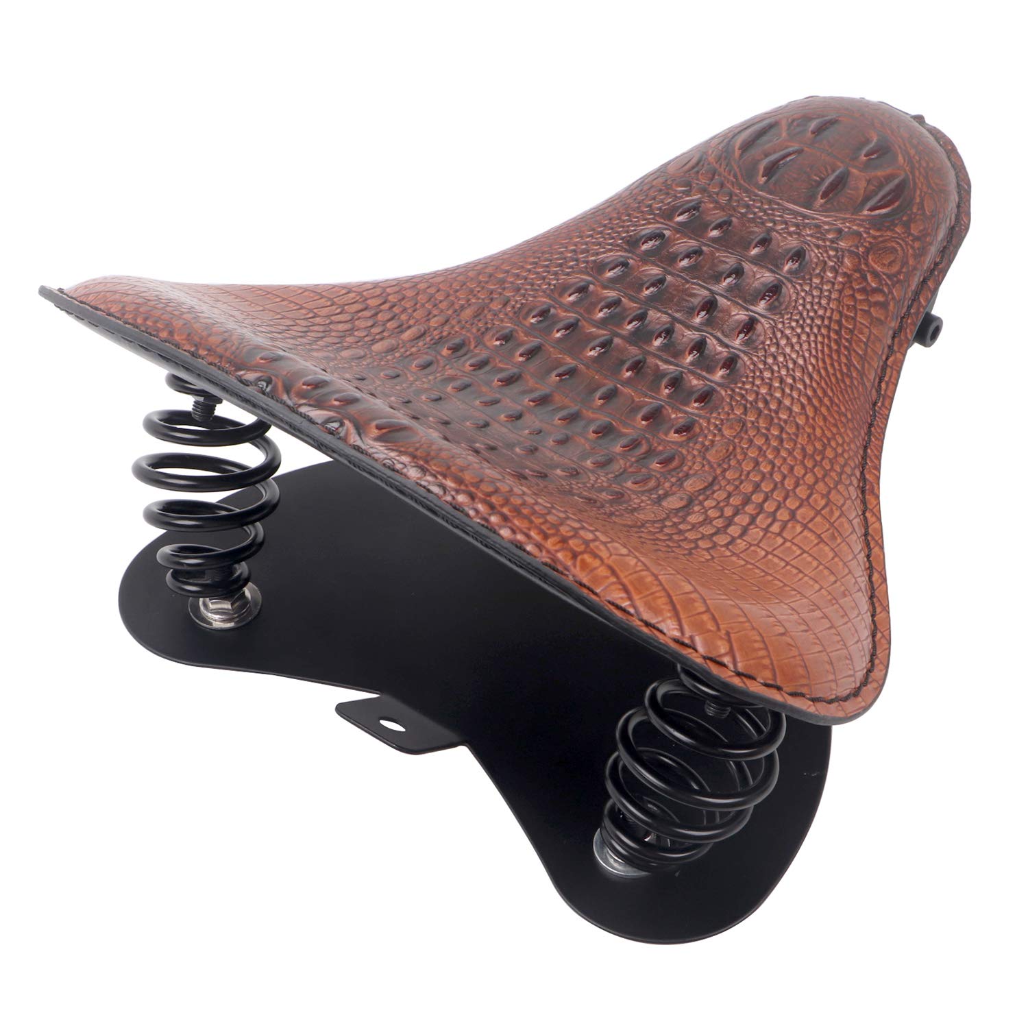 Bid4ze Motorcycle Alligator Leather Solo Slim Fit Large Rider Base With 3" Coil Spring Mount Kit For Harley Bobber Chopper Dyna Road King Softail Sportster XL 1200 883