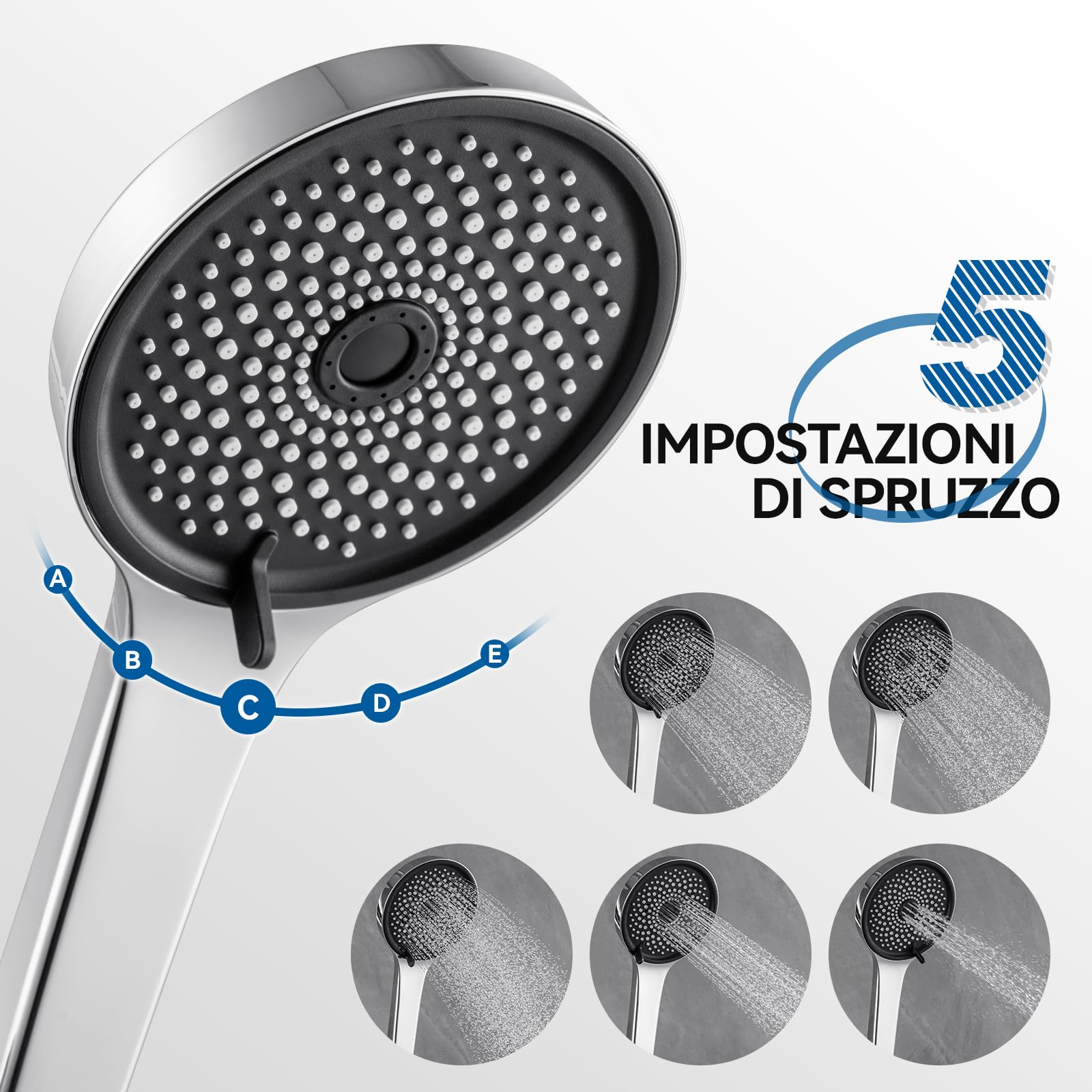 Auralum Colonna Doccia con Miscelatore Termostatico, Saliscendi Doccia 70cm con Doccetta 5 Geti, Asta Doccia con Soffione e Doccetta, Saliscendi Doccia Acciaio Inox con Tubo Flessibile 1,5m, Cromo