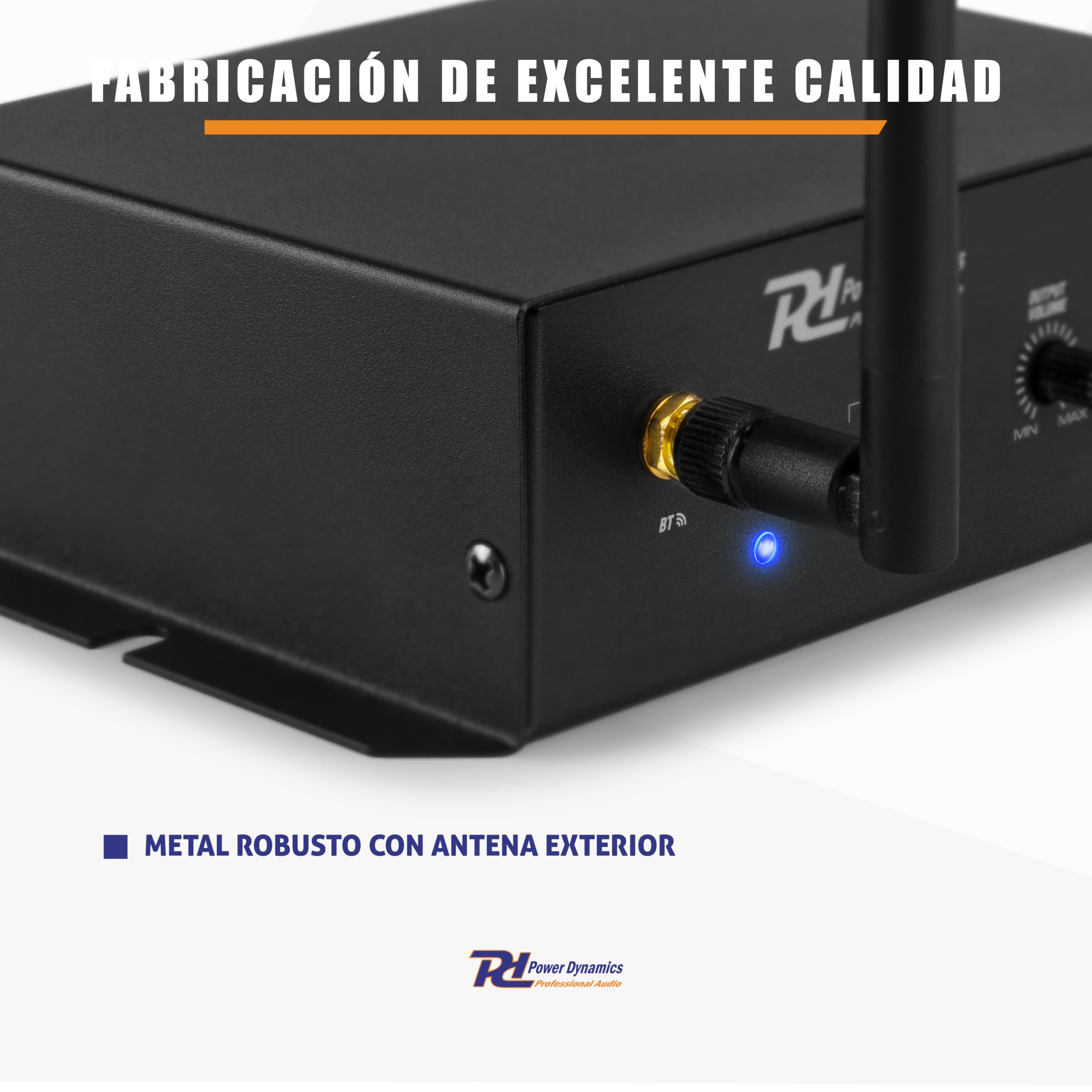 Power Dynamics PDX40 Adaptador Bluetooth estéreo, Receptor de Audio inalámbrico para Sistema estéreo, tecnología BT 5.0, 30m de Alcance, Salida XLR, Entrada Jack 6.3, Receptor Bluetooth - Negro