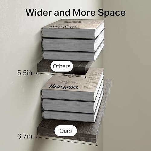 Miniatura 3 de BAYKA Estantes flotantes, estantes de madera rústica montados en la pared para baño, dormitorio, sala de estar, cocina, pequeño estante colgante