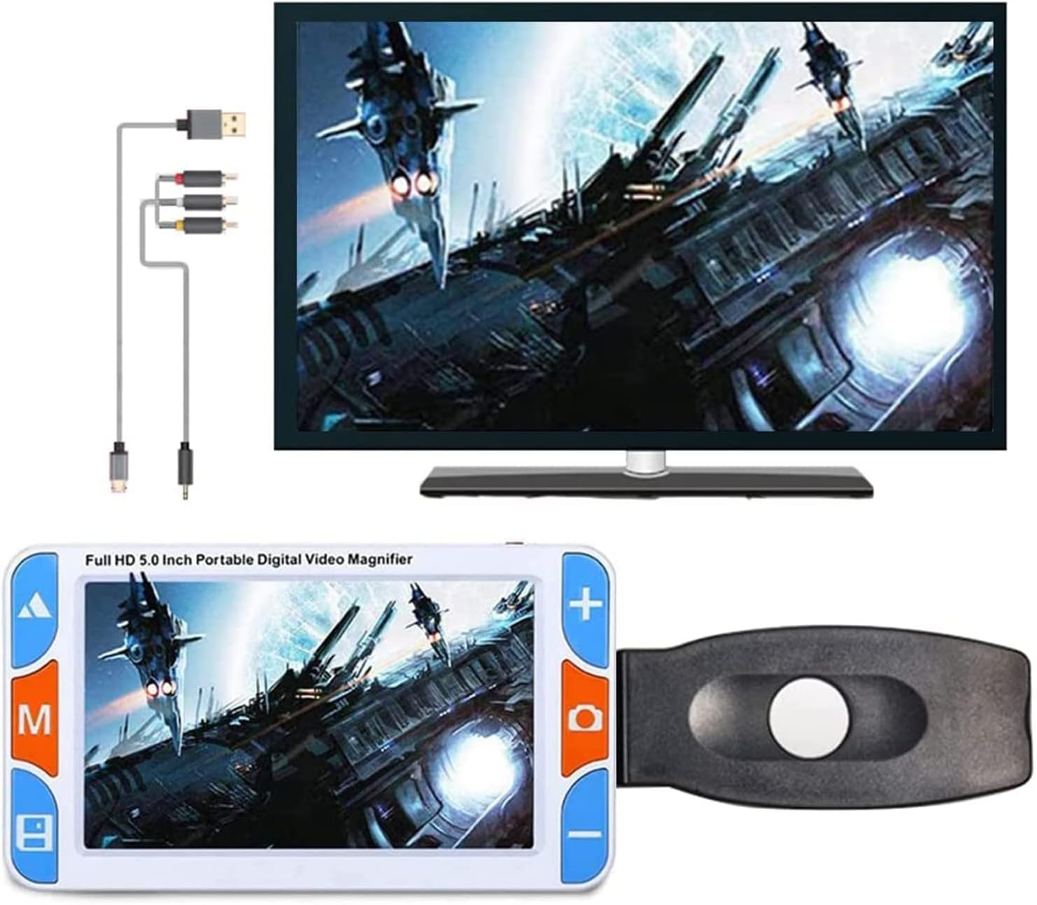 Loupe Numérique Vidéo Portable Portable Aide à La Lecture électronique Visuelle Mobile pour Basse Vision 5.0 Ih Écran 3x-48x Fois Zoom 26 Modes De Couleur, Sortie Hdmi Et AV