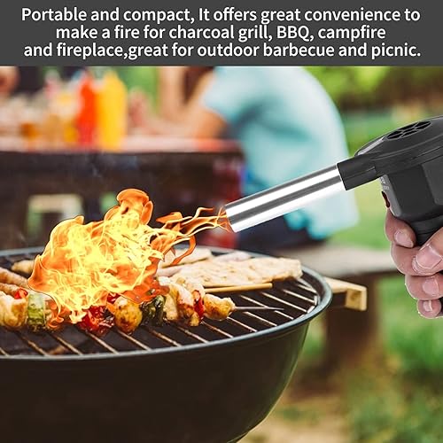 Miniatura 7 de Hztyyier Ventilador portátil para barbacoa, funciona con pilas, para acampar al aire libre, parrilla de carbón, barbacoa