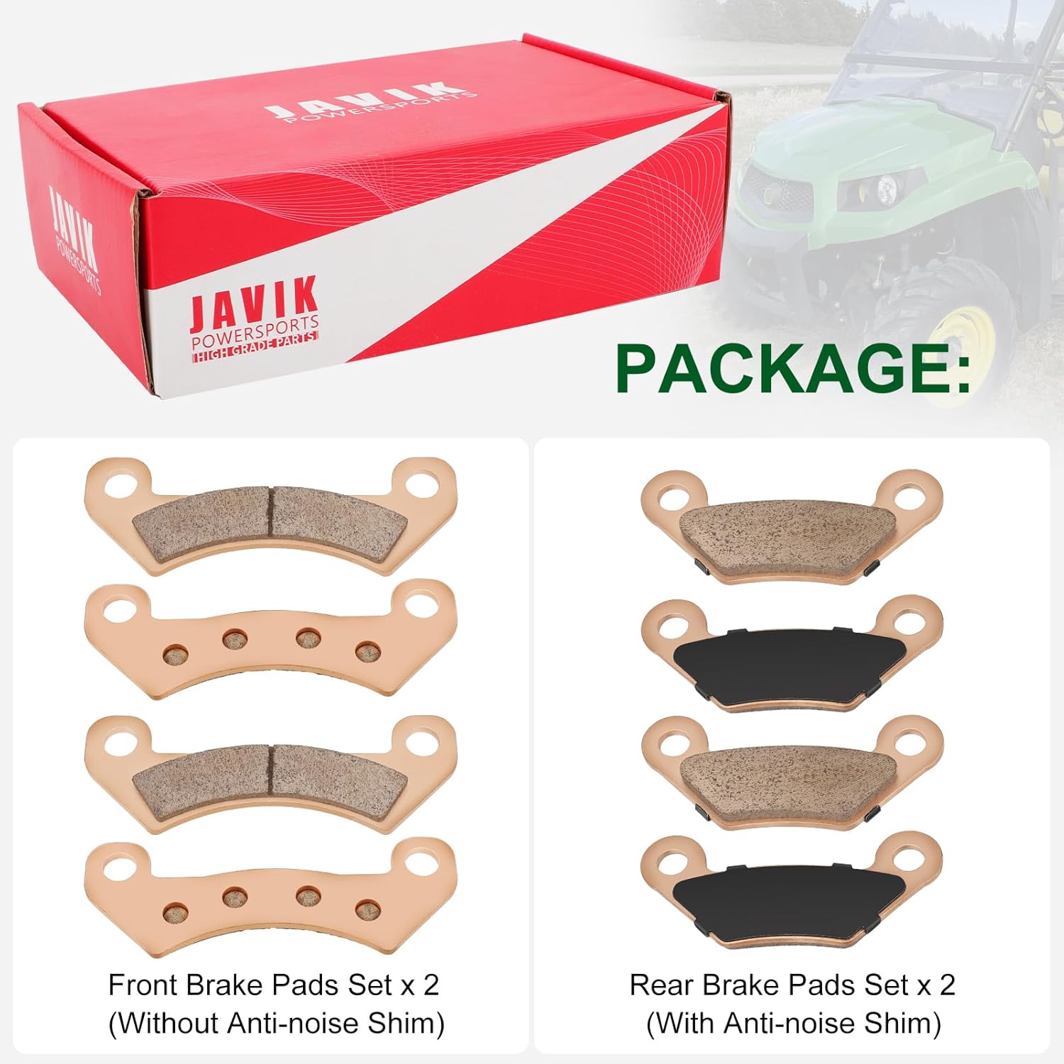Front & Rear Brake Pads Sintered for John Deere Gator XUV 625i 825i 825E 825M 855D 855E 855M OEM# AM140607 AM141182