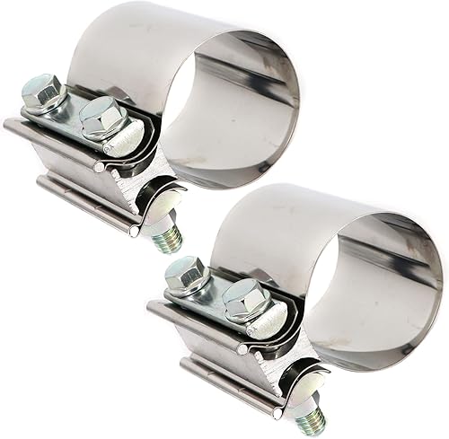 Miniatura 3 de 2.75 "Acero inoxidable Butt Joint Escape Clamp Band Coupler Sleeve Usado para tubos de escape, extremos de silenciador y conexión del sistema de