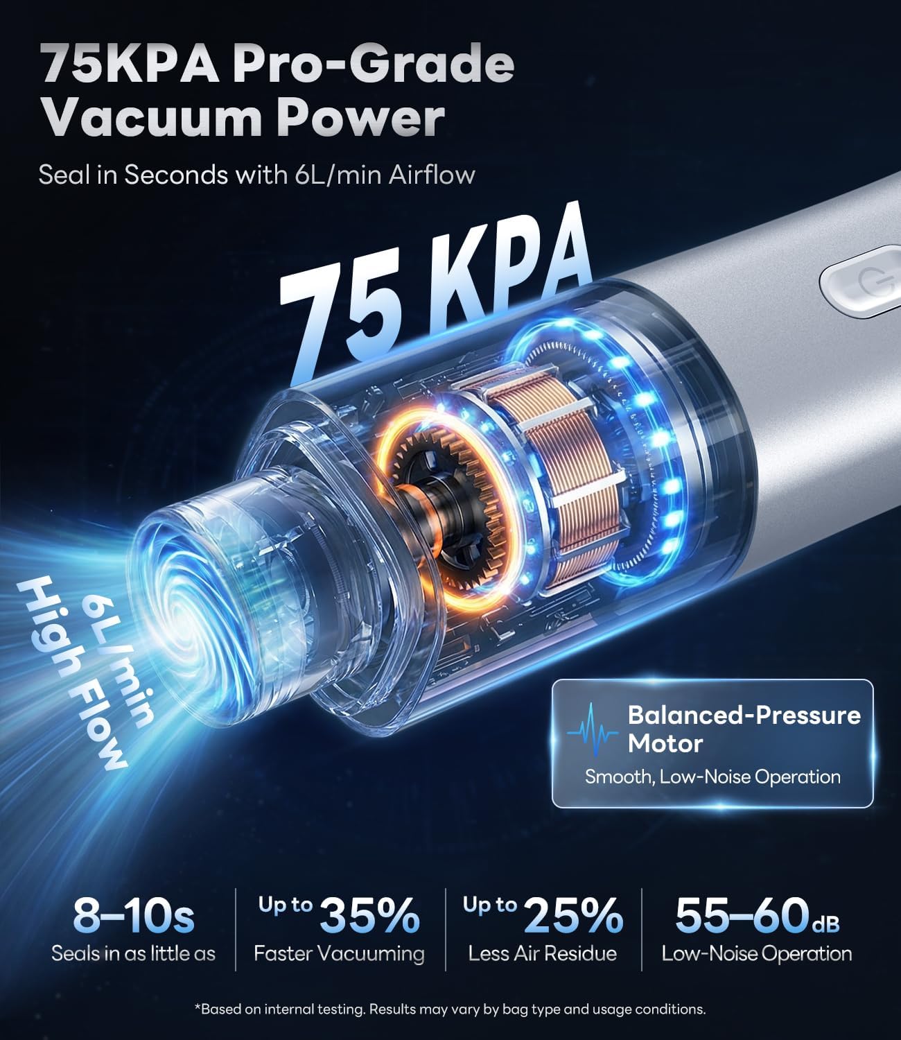 Handheld Vacuum Sealer for Food, 75kPa Compact Vacuum Sealer Machine with 2000mAh Rechargeable Battery, Portable Cordless Design, 30 Reusable BPA-Free Bags for Meal Prep, Travel & Kitchen, Silver