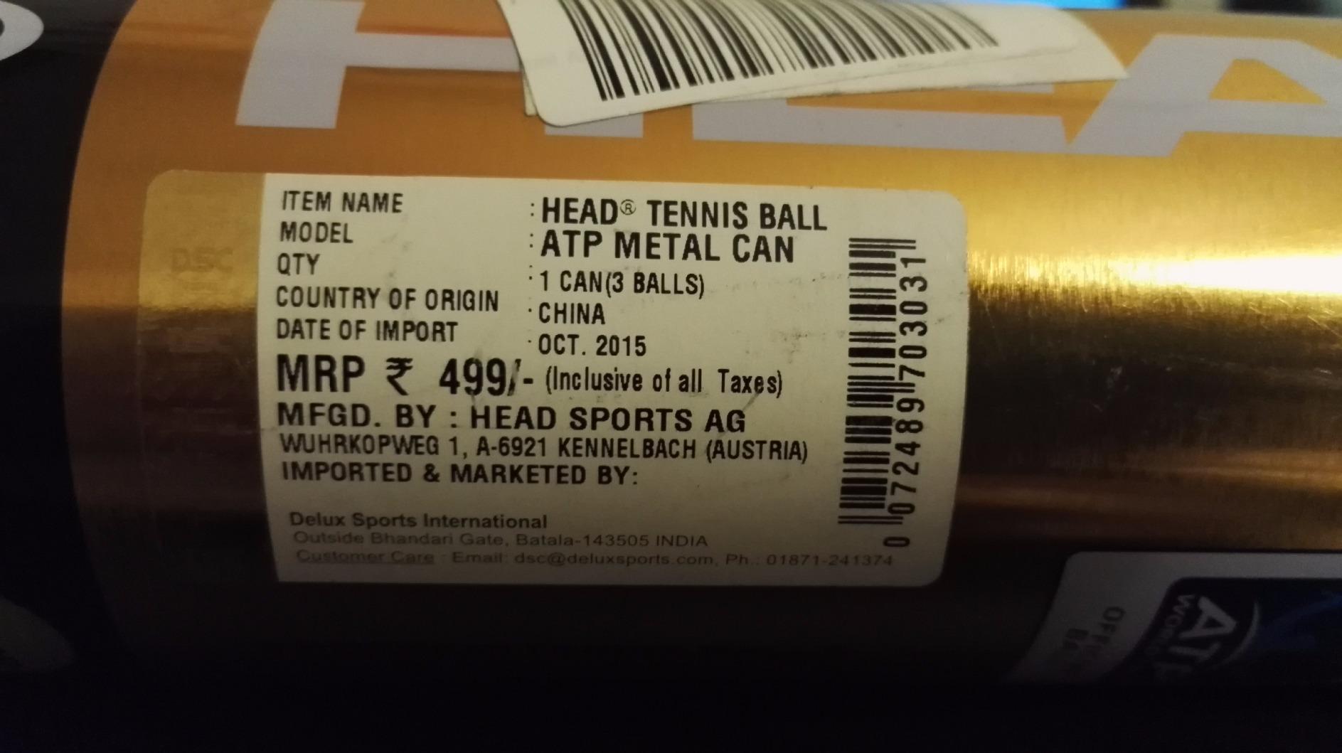 Buy HEAD ATP Tennis Ball Can (Pack of 6 Balls/2 Cans) Online at Low