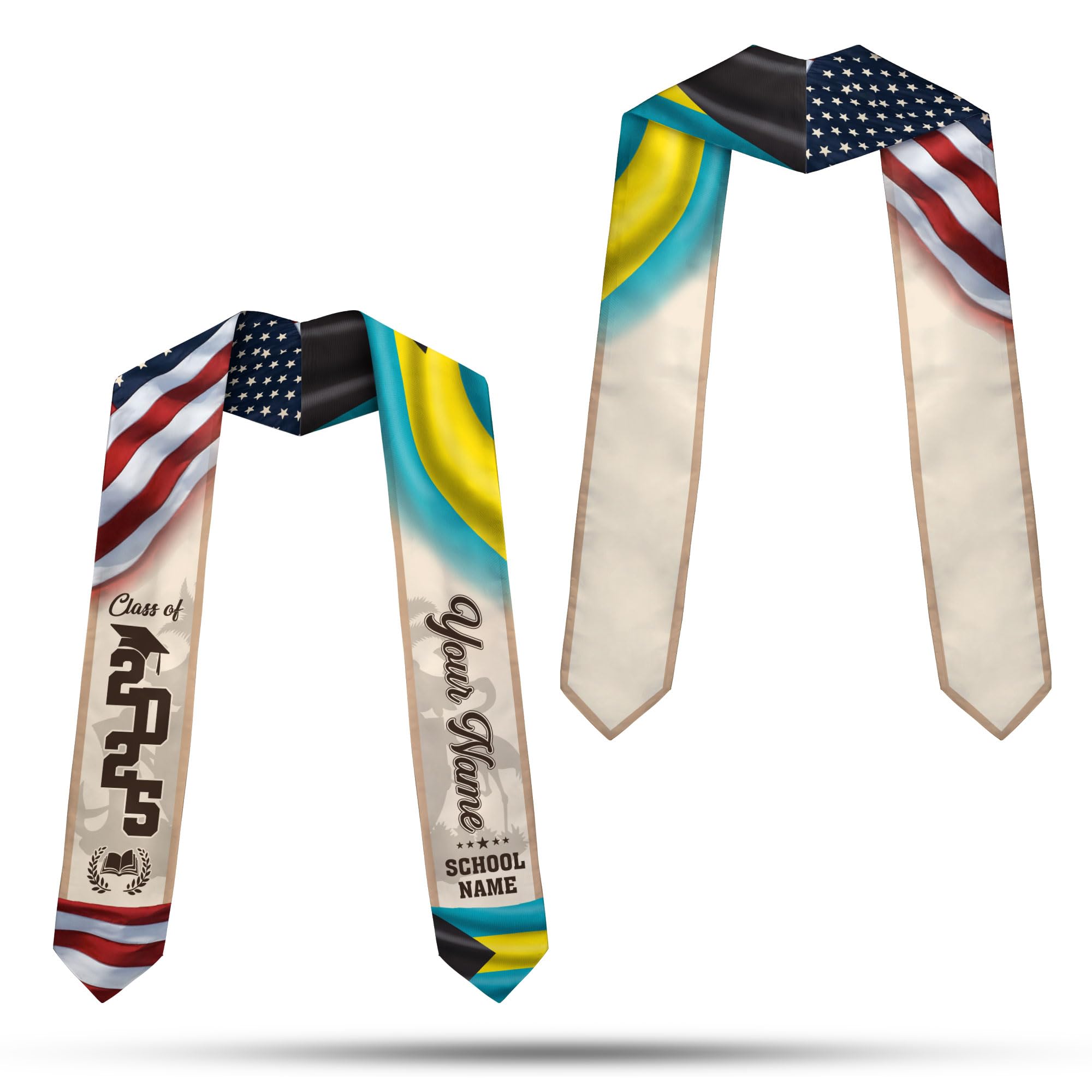 MonkeyVan Bahamians Graduation Sash Custom Bahamians American Flag Graduation Sash 2025 Bahamas Graduation Stole Bh6