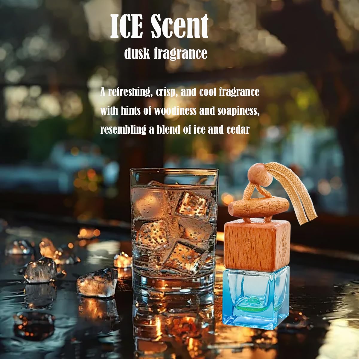 IKEDA Fragrance Désodorisant pour voiture - 8 ml - Parfum longue durée de 65 jours - Flacons diffuseurs à suspendre - Élimine les odeurs automatiques - Pour homme - Désodorisant d'intérieur (dusk)