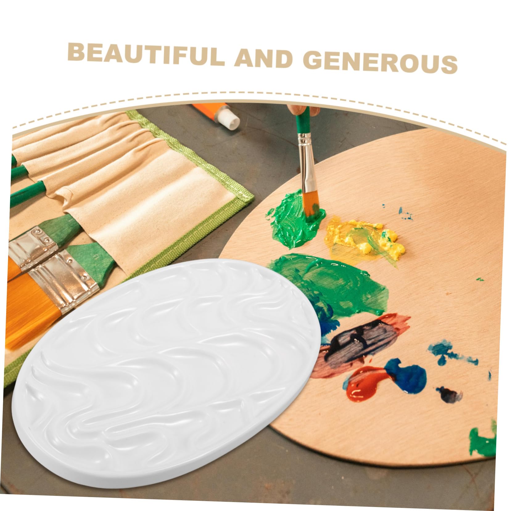 Palette Vague Peinture Céramique Aquarelle en Blanche