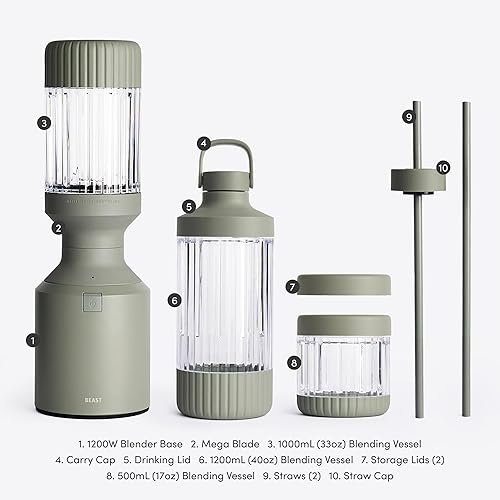 Miniatura 7 de Beast Mega 1200 Plus  Batidora de encimera de alta calidad  Batidos, batidos, salsas, salsas, salsas, sopas  Mezcla hielo y frutas congeladas