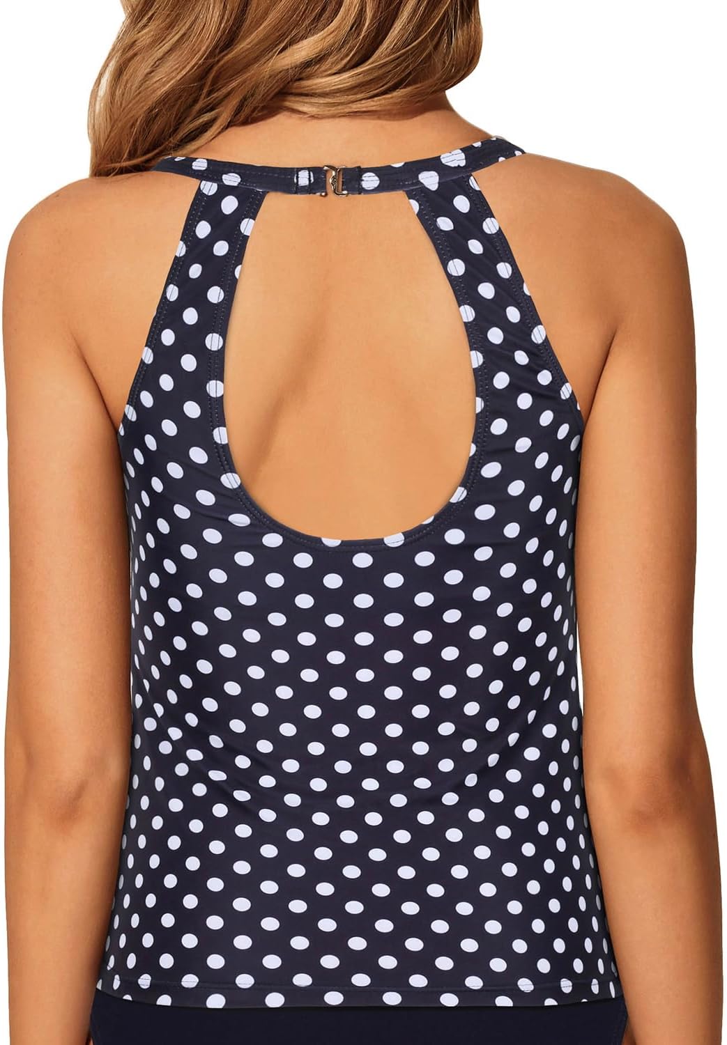 Tempt Me High Neck Tankini Top Backless Bathing Suit for Women Key Hole Swimsuit Swim Top Only - Image 2