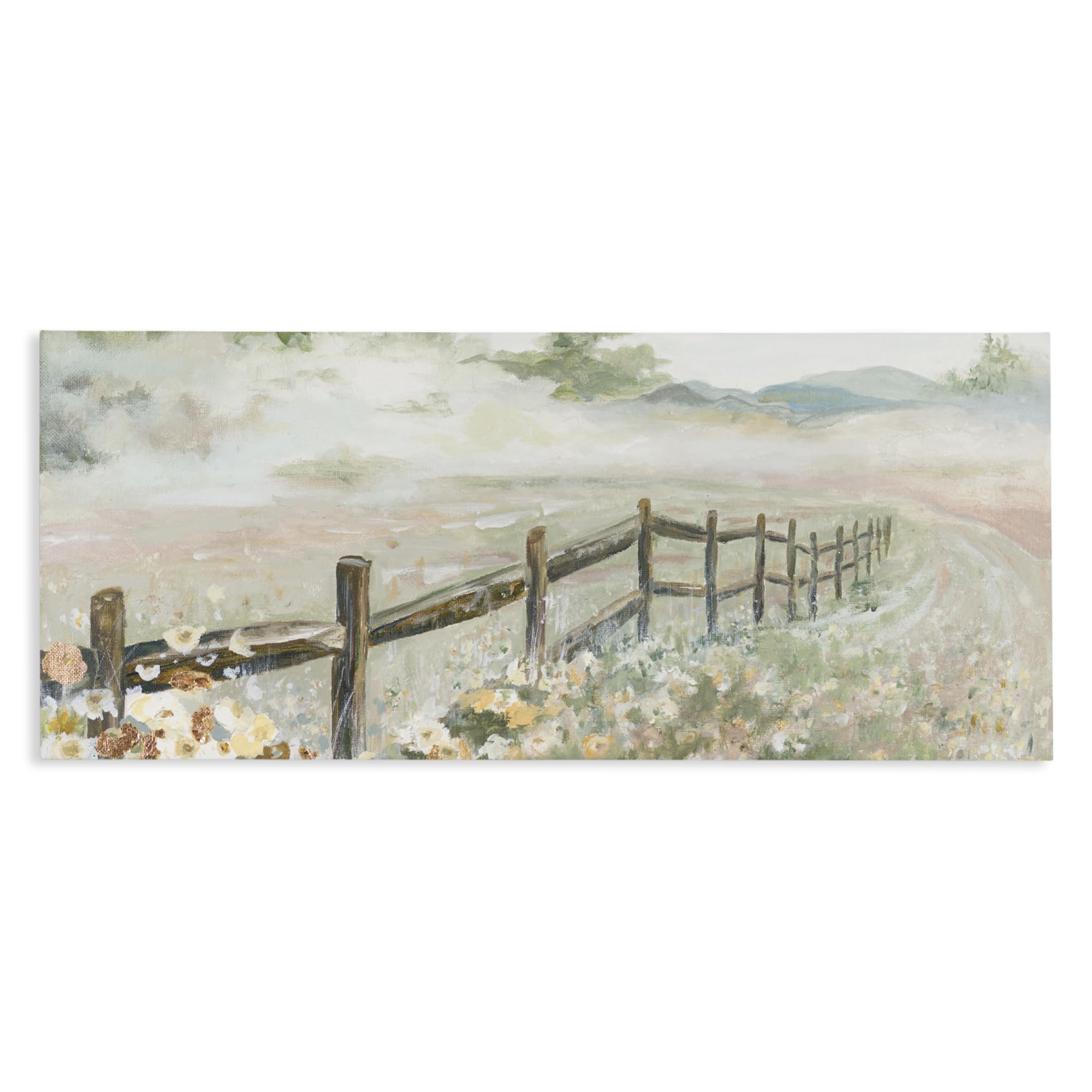 Stupell Industries Southwestern Pastoral Fence 'Soft Fence With Flowers'| Canvas Art