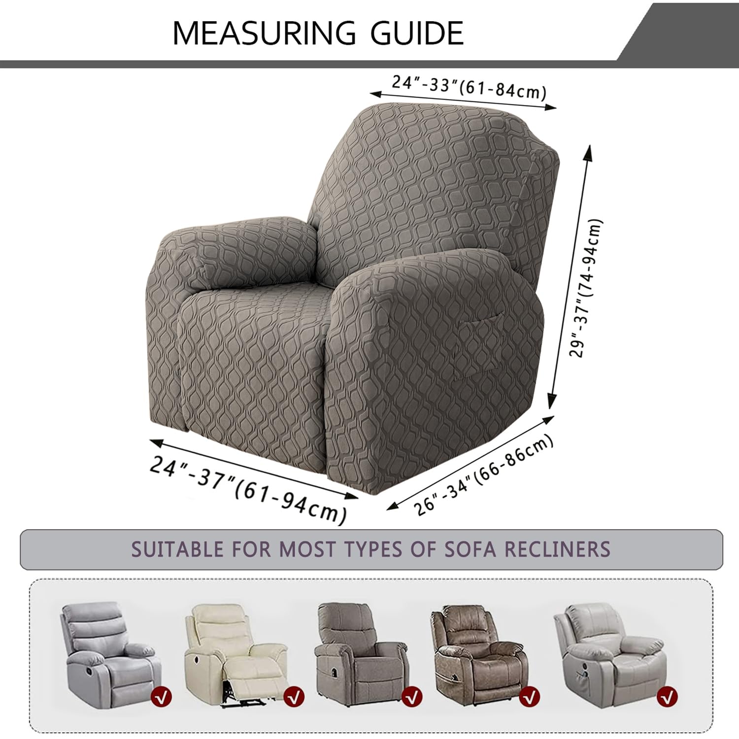 Fodere Per Poltrona Reclinabile 4 Pezzi - In Tessuto Stretch | Coprisedie Protettivi E Decorativi - Foto 8