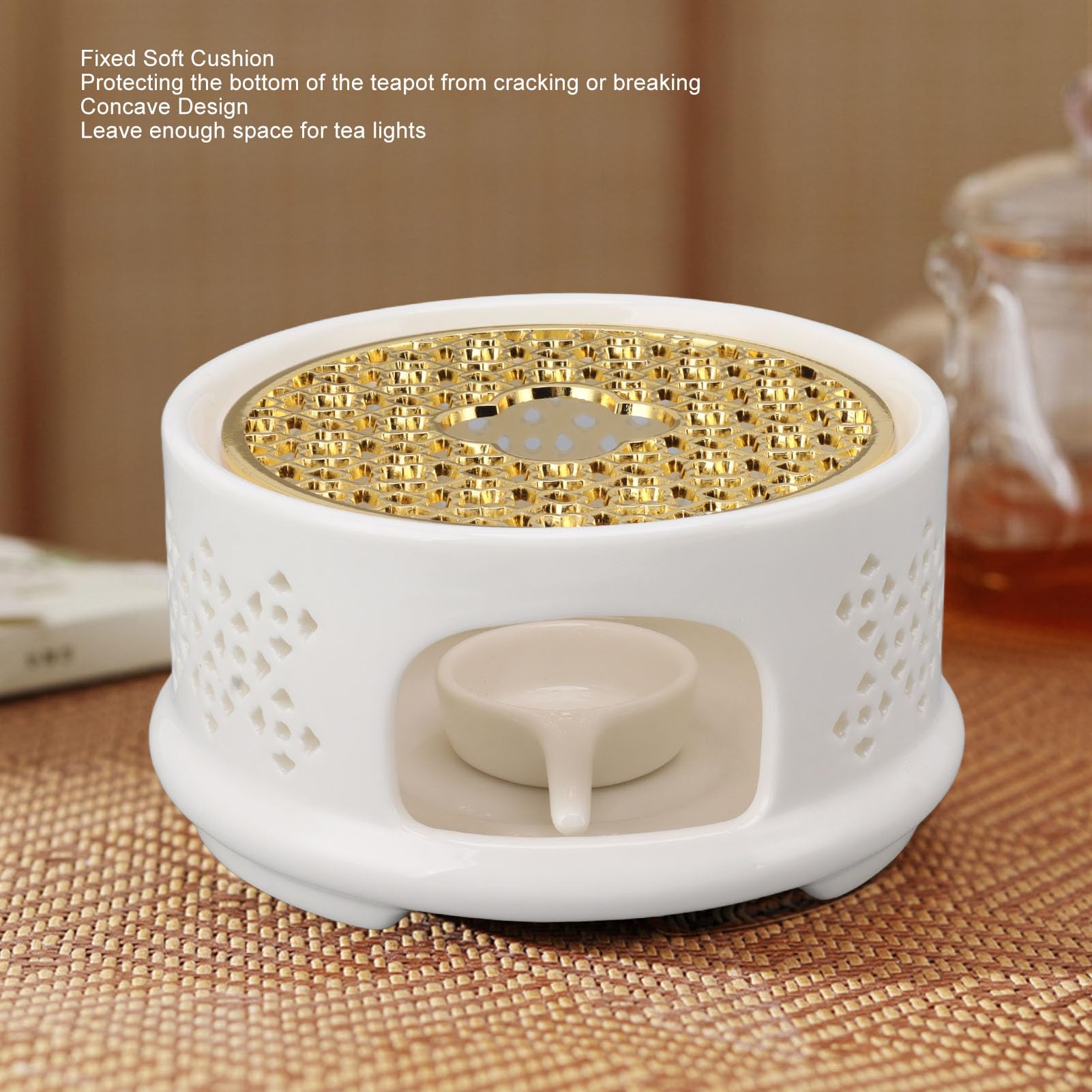 Scaldateiera, Scaldateiera Riutilizzabile con Portacandela, Nuovo Set Scaldateiera in Ceramica per Riscaldare Tè, Caffè, Tè (White)