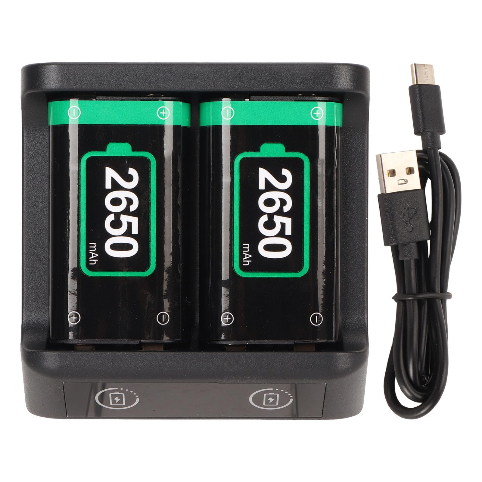 Fockety Packs de Batteries Rechargeables pour One/Series X|S, 2 Batteries 2650 MAh avec Station de Haute Vitesse pour Manette sans Fil One S/One X/One