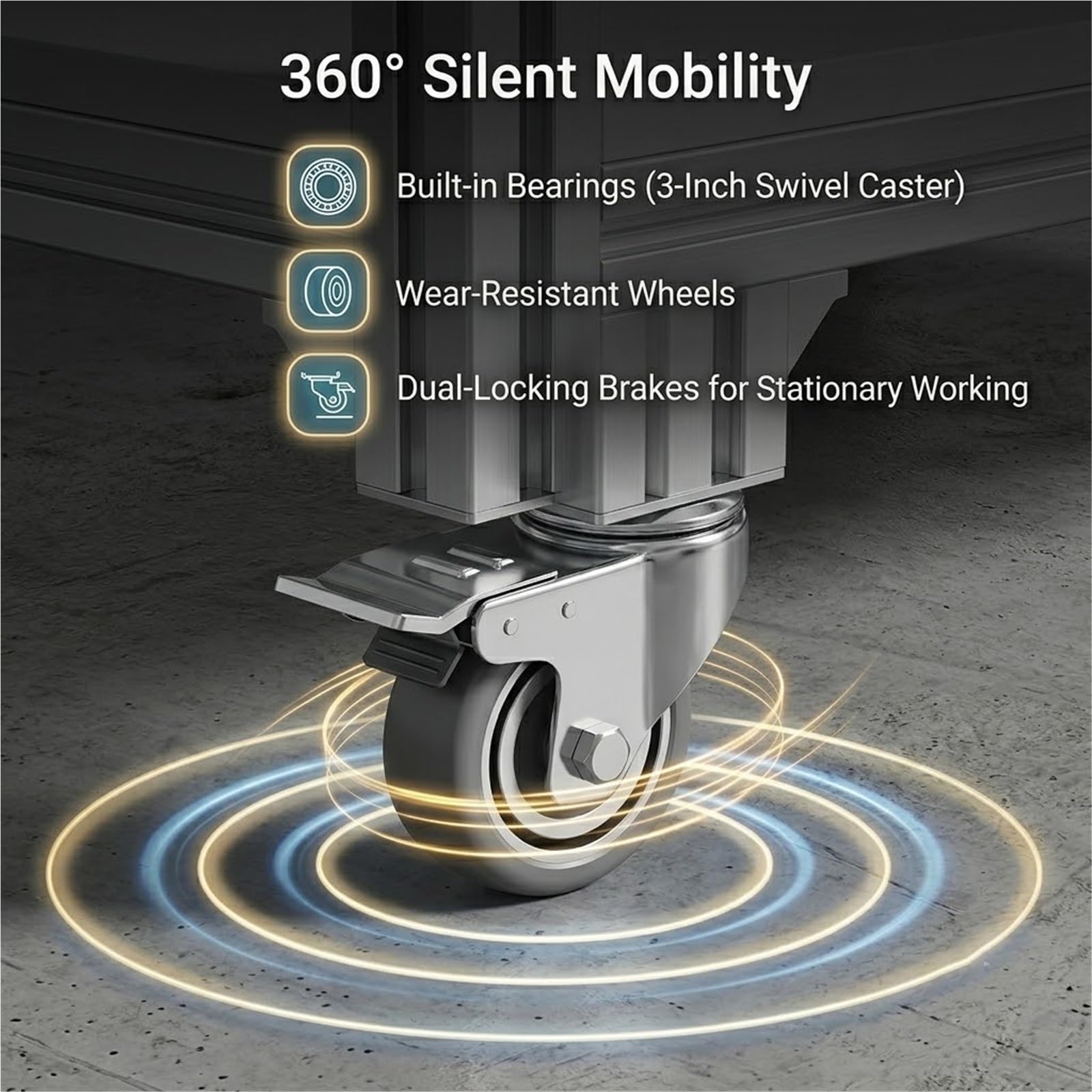 Banco Lavoro Mobile Antistatico Carrello Alluminio(B80x60cm) | Bordo Anticaduta| Pannello da 25mm | Tappeto dissipativo da 2mm |Ruote girevoli a 360° con freno |As