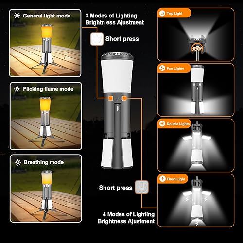 Miniatura 3 de Luces telescópicas para acampar, luz de trabajo LED recargable con soporte multifunción 18000 mAh, linternas portátiles para el lugar de trabajo,