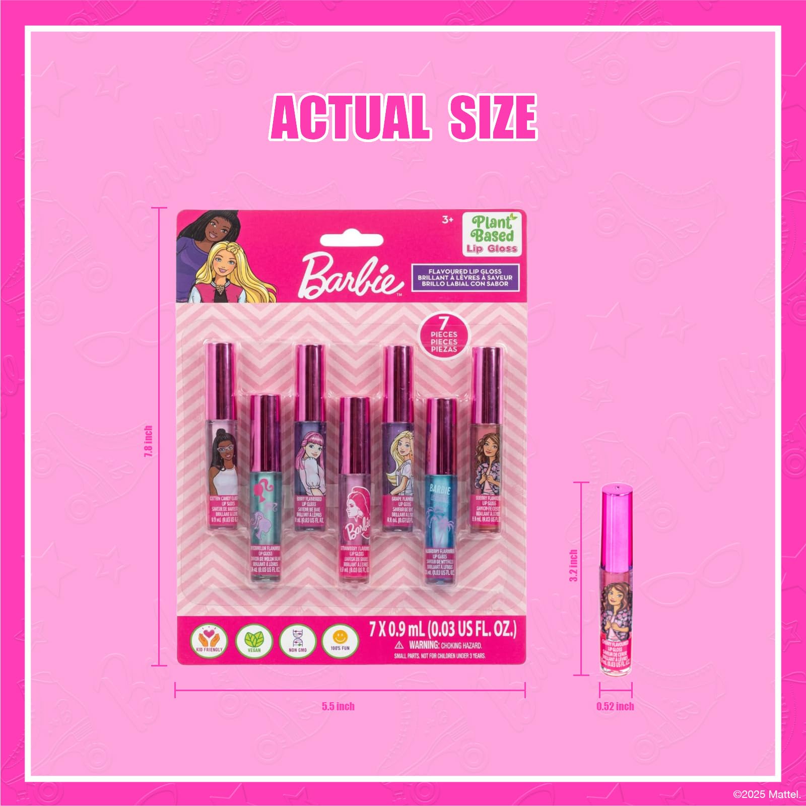 Barbie Lip Gloss Set - 7 Piece Plant-Based -7 Barbie Lip Gloss Set - 7 Piece Plant-Based -7