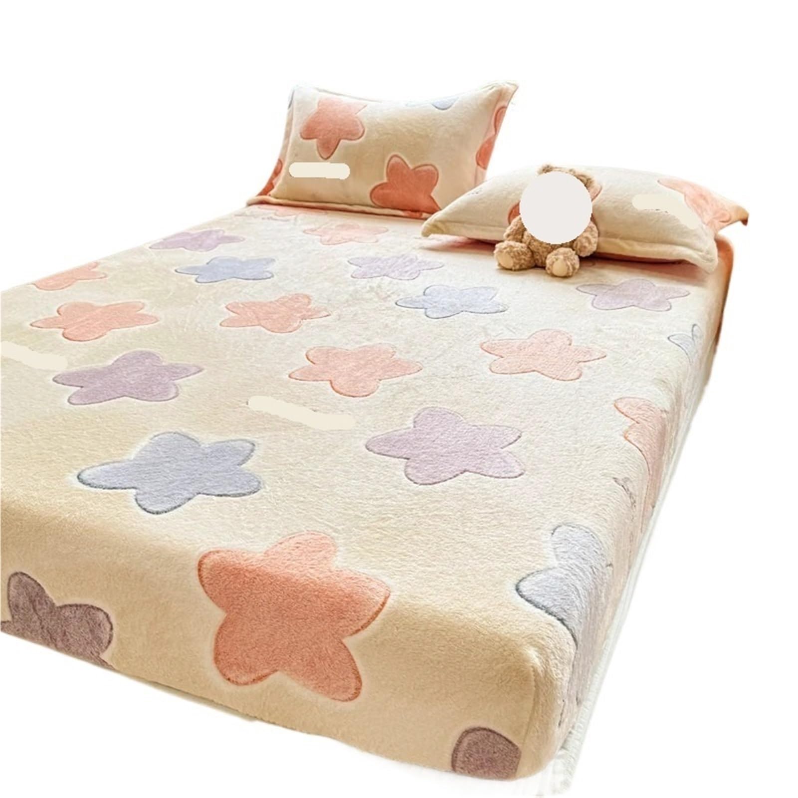 Drap-housse moelleux d'hiver chaud jaune couvre lit 150x200x25cm style simple