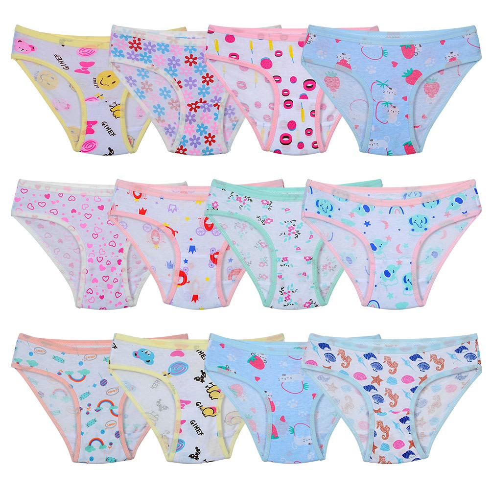 Closecret Toddler Soft Cotton Underwear Baby Panties Little Girls 12-Pack Assorted Briefs