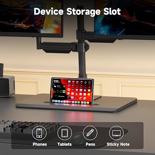 Miniatura 6 de Suptek Soporte independiente para monitor dual de hasta 32 pulgadas, soporte de monitor más alto con capacidad de carga de 22 libras, brazo de