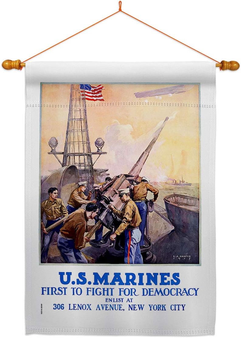 Marine Corps First to Fight House Flag Armed Forces USMC Semper Fi United State American Military Veteran Retire Small Decorative Gift Yard Banner Double-Sided Made In USA 28 X 40