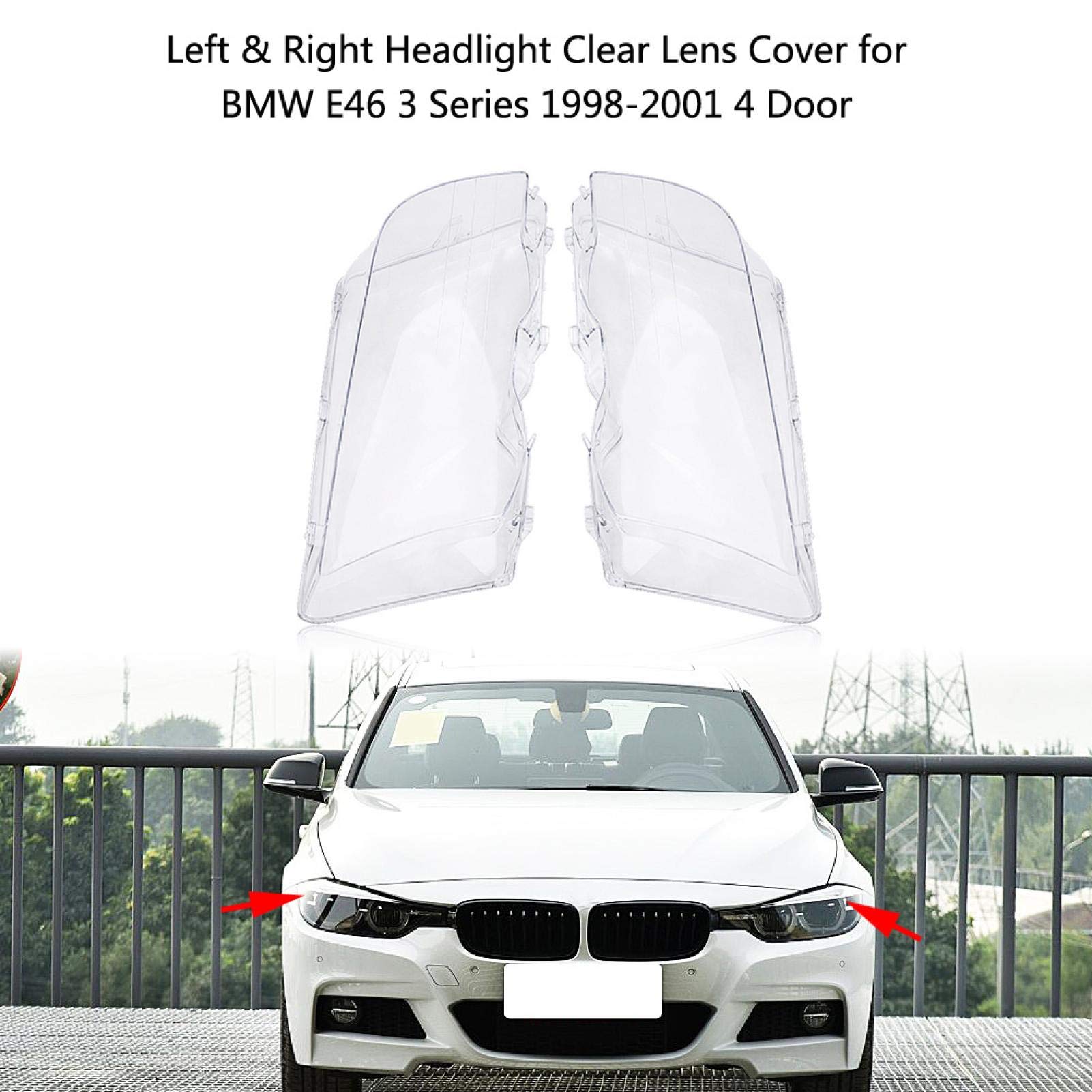 Couvercle De Phare E46 4D Gauche + Droite - Lentille Claire Pour BMW 320i 325i 330i 2002-2005