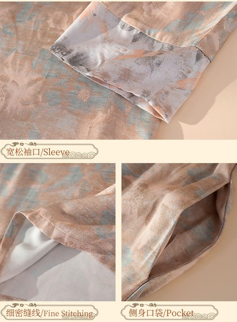 Pijama de algodón fino estilo chino para mujer, conjunto de descanso de manga larga para primavera