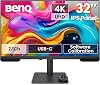 BenQ PV3200U 32” 4K UHD Monitor for Video Editing, 95% DCI-P3, 100% Rec.709/sRGB, 2.1ch Speakers, 65W USB-C, Mac Compatible, Factory-Calibrated, Software Calibration, Ergonomic Stand