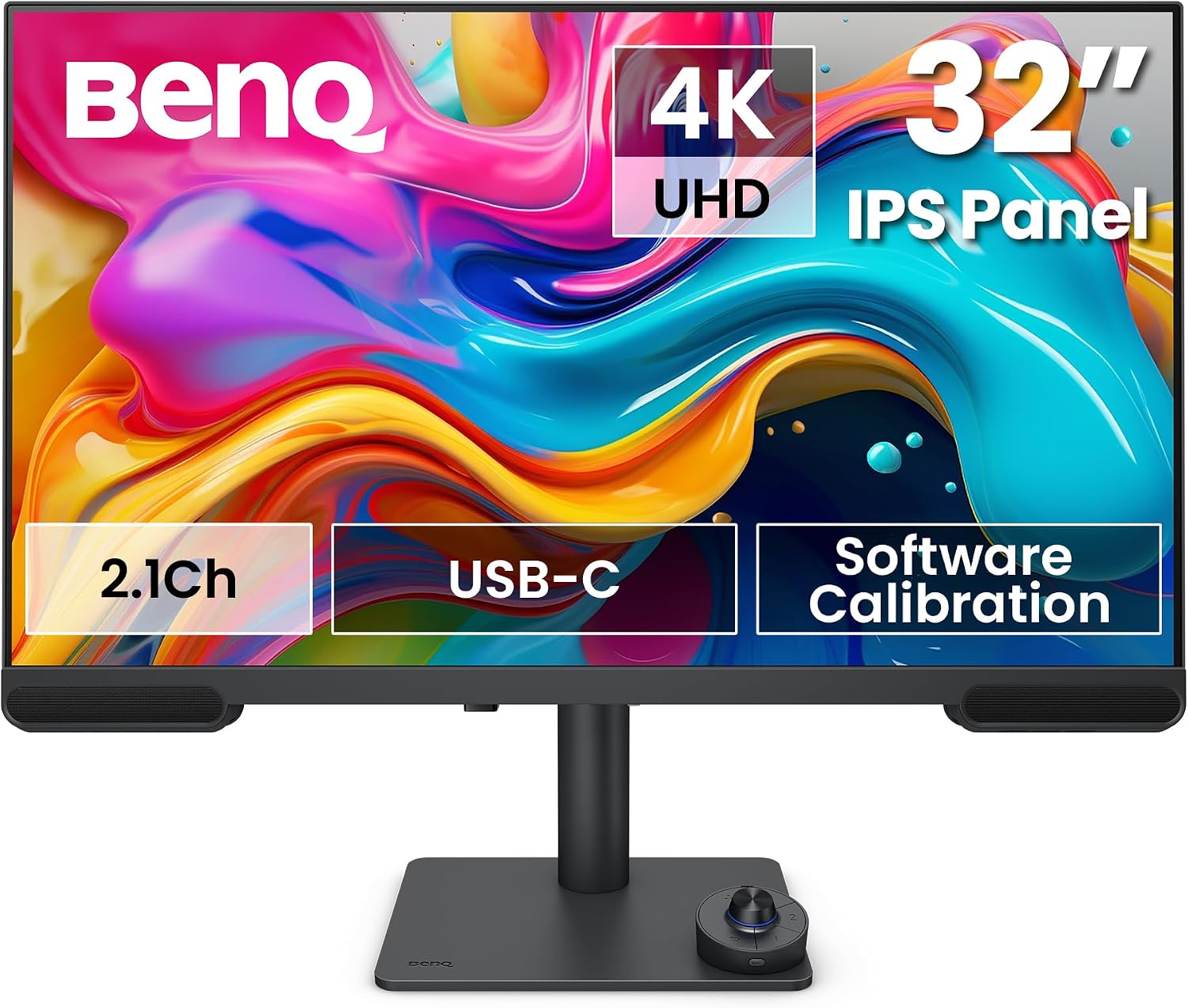PV3200U 32” 4K UHD Monitor for Video Editing, 95% DCI-P3, 100% Rec.709/sRGB, 2.1ch Speakers, 65W USB-C, Mac Compatible, Factory-Calibrated, Software Calibration, Ergonomic Stand