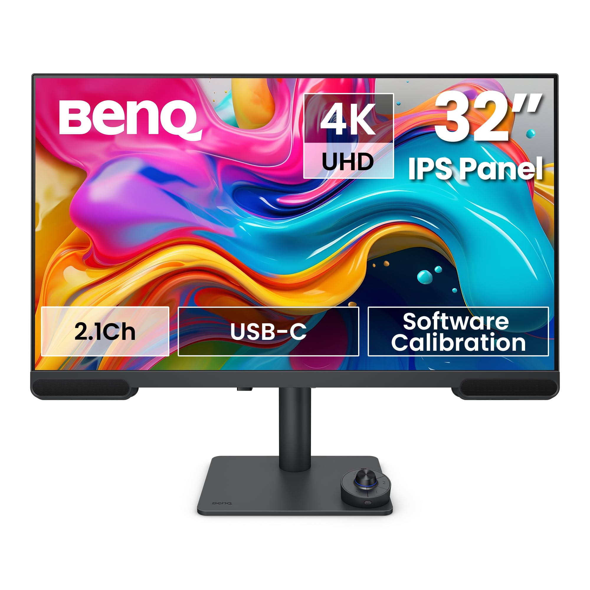 BenQ PV3200U 32" 4K Monitor für Videobearbeitung, 95% DCI-P3, 100% Rec.709/sRGB, 2.1-Kanal-Lautsprecher, 65W USB-C, Mac-kompatibel, werkseitig kalibriert, Software-Kalibrierung, ergonomischer Standfuß