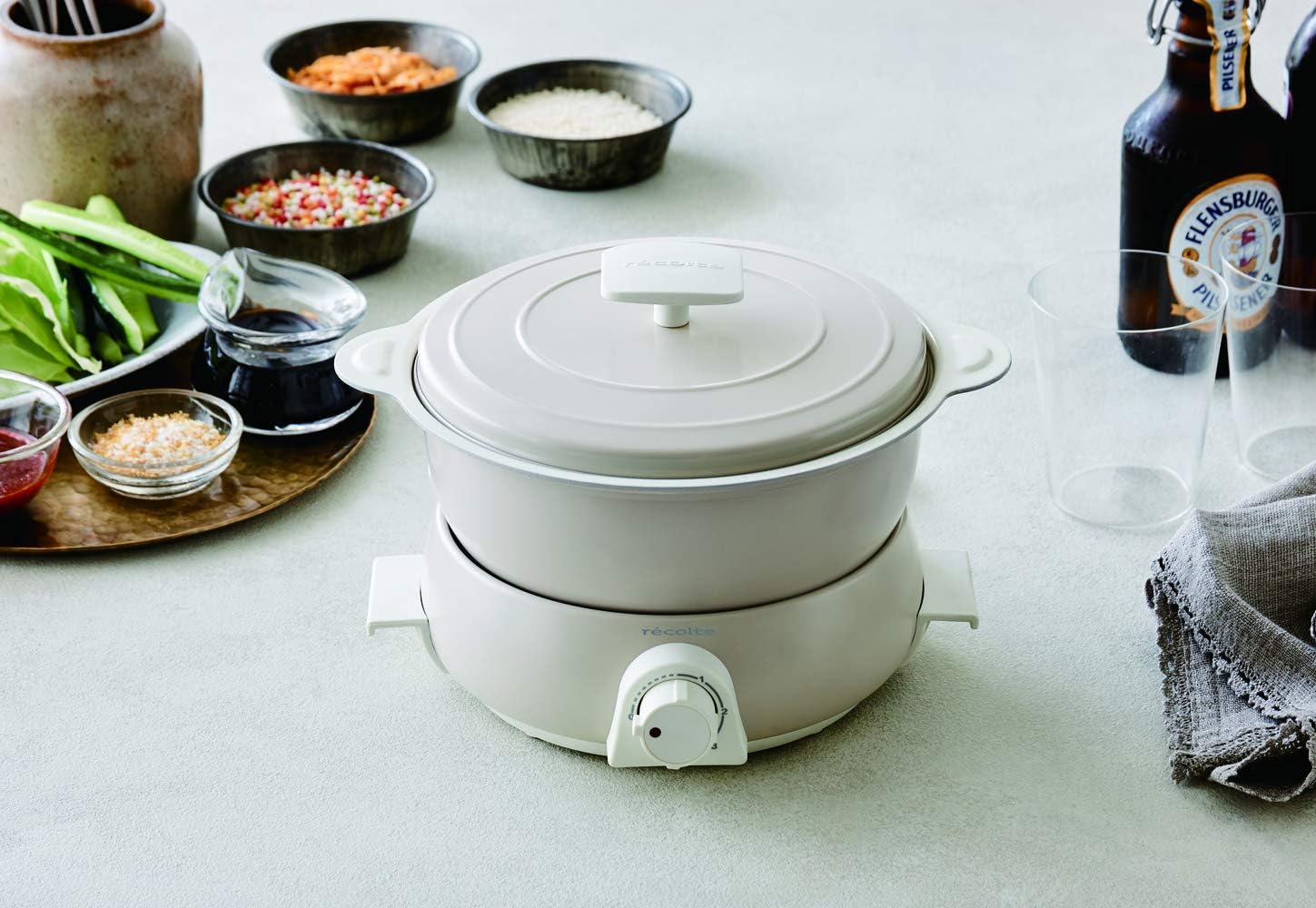 récolte Electric pot Multi Cooker"Pot Duo fete" (Oyster White) RPD-3W【Japan Domestic Genuine Products】 【Ships from Japan】
