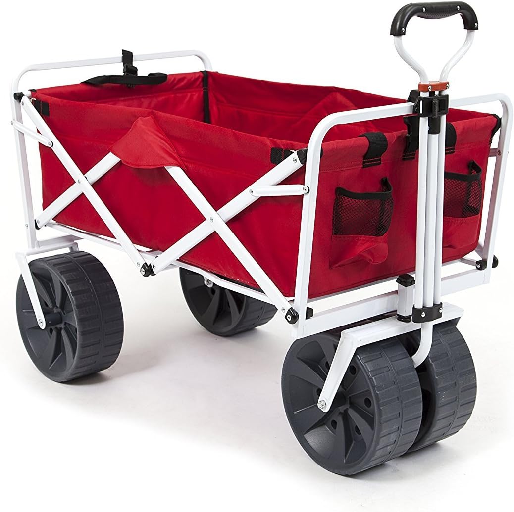 MEDA 40925 | Collapsible Folding Outdoor Utility Wagon Cart (Red/White)