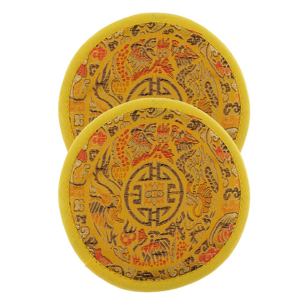 Ubersweet® Imported Random 2 P e Round Silk Tibe Singing Bowl Ring Cushion for Dharma -12cm