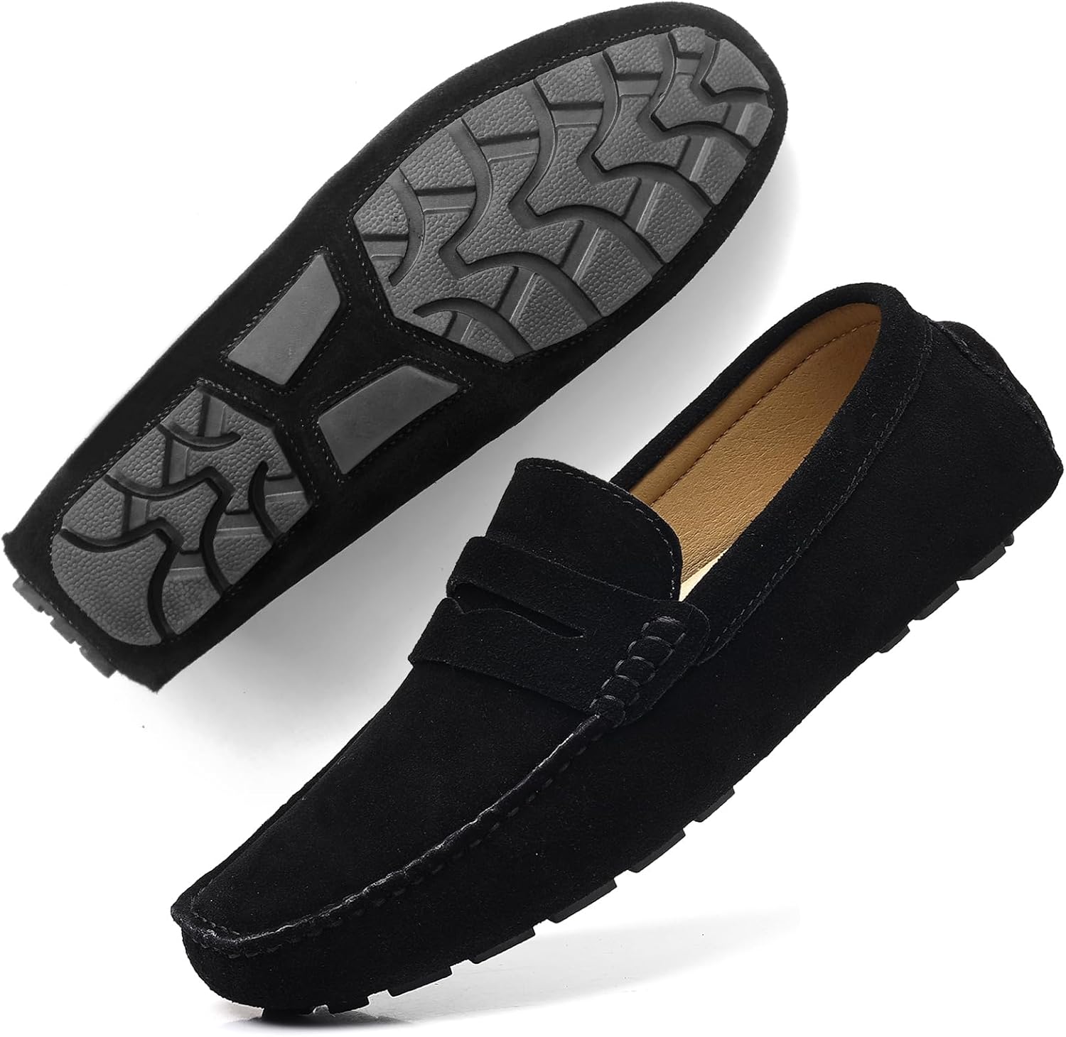 DCZTELG Men's Suede Penny Loafers - Slip-On Comfort Casual Shoes for Business & Driving