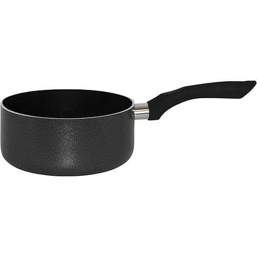 IMUSA USA 2 Quart Charcoal Exterior Sauce Pan with Nonstick Interior and Black Soft-Touch Handle