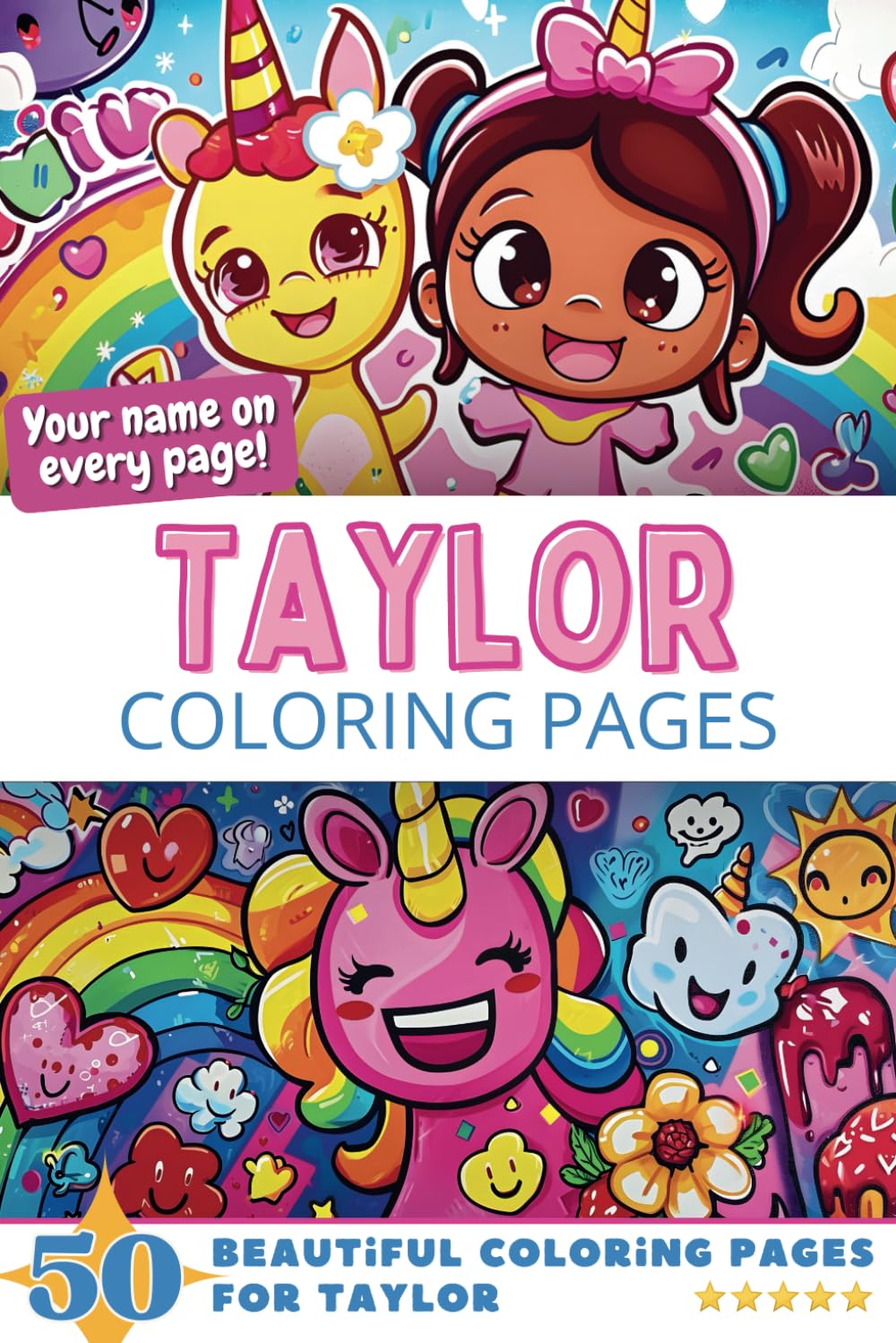 Taylor Coloring Pages: Wow-Effect! Your name on every page - Taylor coloring book - 6x9" - 50x Taylor coloring page - Fantastic Gift